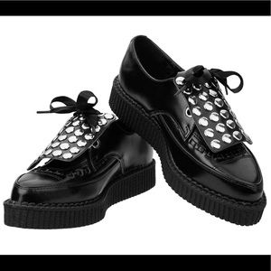 Tuk platform studded metal hardware leather creepers